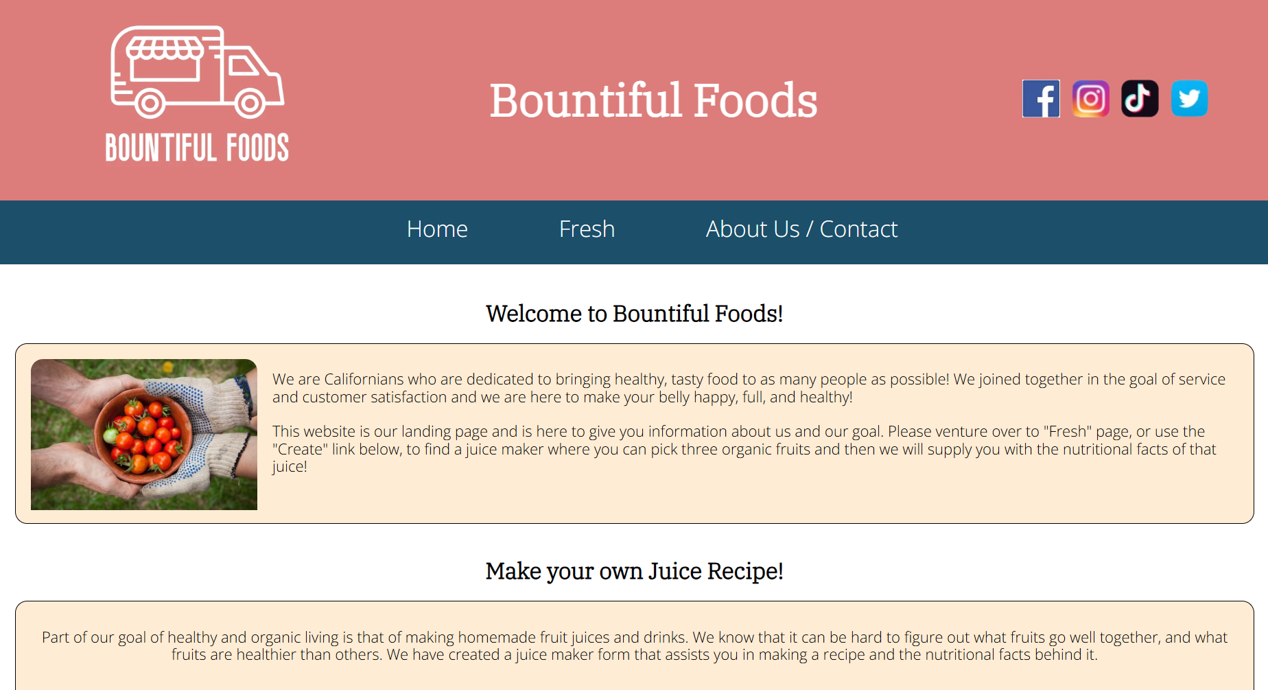 Preview of Bountiful Foods - Mock Website