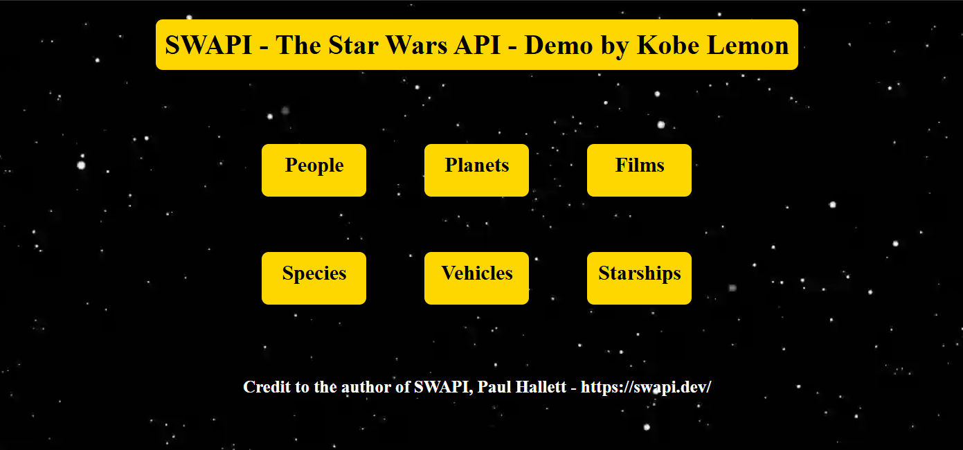 Preview of Star Wars API - Demo App